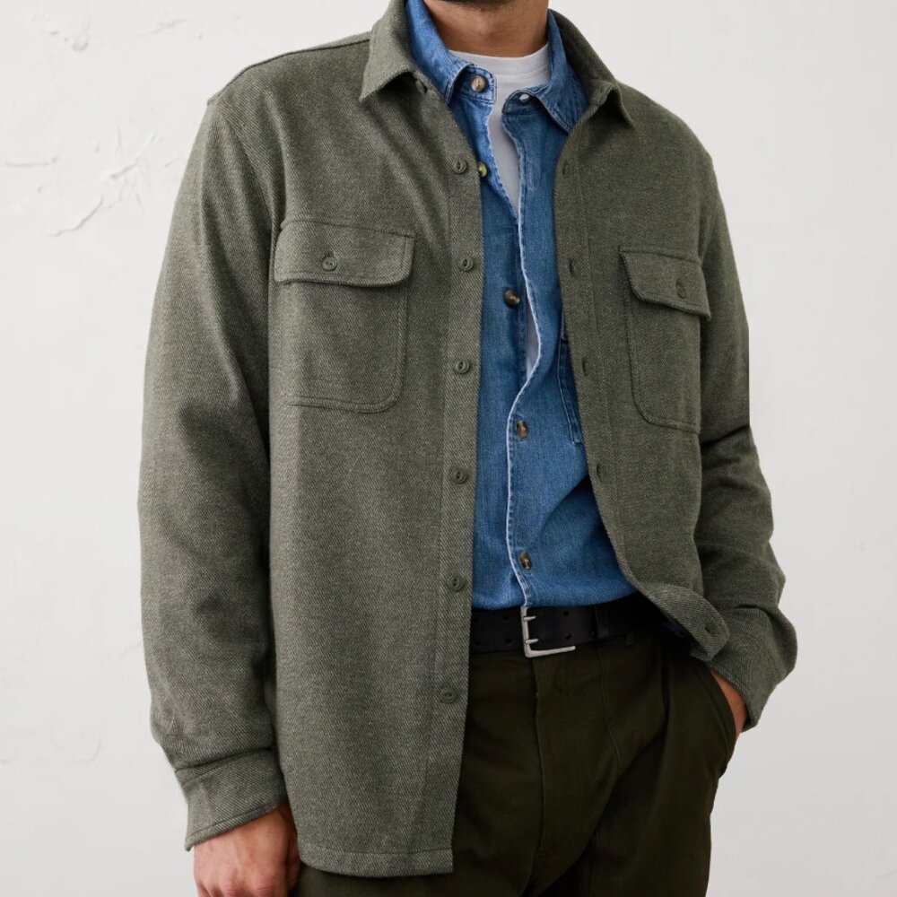 Banana Republic Men's Standard-Fit Knit Chamois Shirt, Olive, Medium, NWT